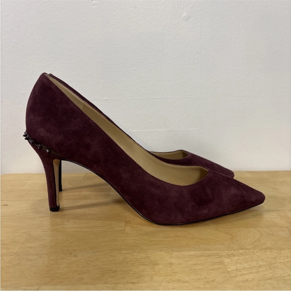 Sam Edelman Women’s Size 7.5M Tonia Burgundy Suede Spike Heels - Picture 3 of 9